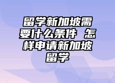留学新加坡需要什么条件 怎样申请新加坡留学