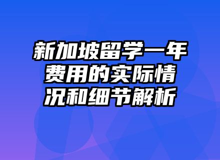 新加坡留学一年费用的实际情况和细节解析