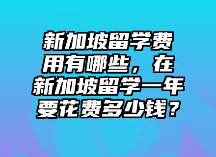 新加坡留学费用有哪些，在新加坡留学一年要花费多少钱？