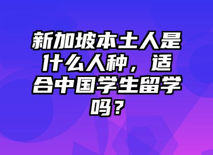 新加坡本土人是什么人种，中国学生留学适应吗？