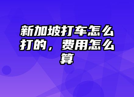 新加坡打车怎么打的，费用怎么算