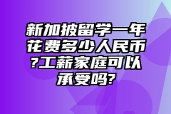 新加披留学一年花费多少人民币?工薪家庭可以承受吗?